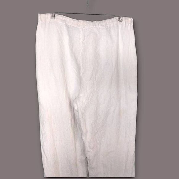 Orvis Womens Pants Sz M White Linen Lining High‎ Rise Drawstring Elastic Coastal - Picture 6 of 10